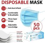 50pk of 3 Layer Disposable Face Masks $19 with Free Shipping (Metro Areas) - Luxor Linen MyDeal
