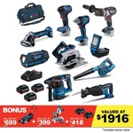 Bosch 12 18V Tools + 5x 5Ah Batteries + 8" Mitre Saw + Lawn Mower + $400 Bosch Bucks: $1999 + Delivery ($0 C&C) @ Total Tools