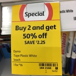 Dymo Letra White Plastic or Iron on 2 for $16 @ Coles