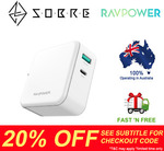 20% off Storewide - RAVPower 45W USB C PD Port Wall Charger $35.16 Delivered @ SOBRE eBay Store